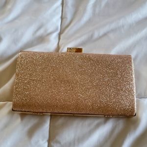 Rose gold glitter clutch